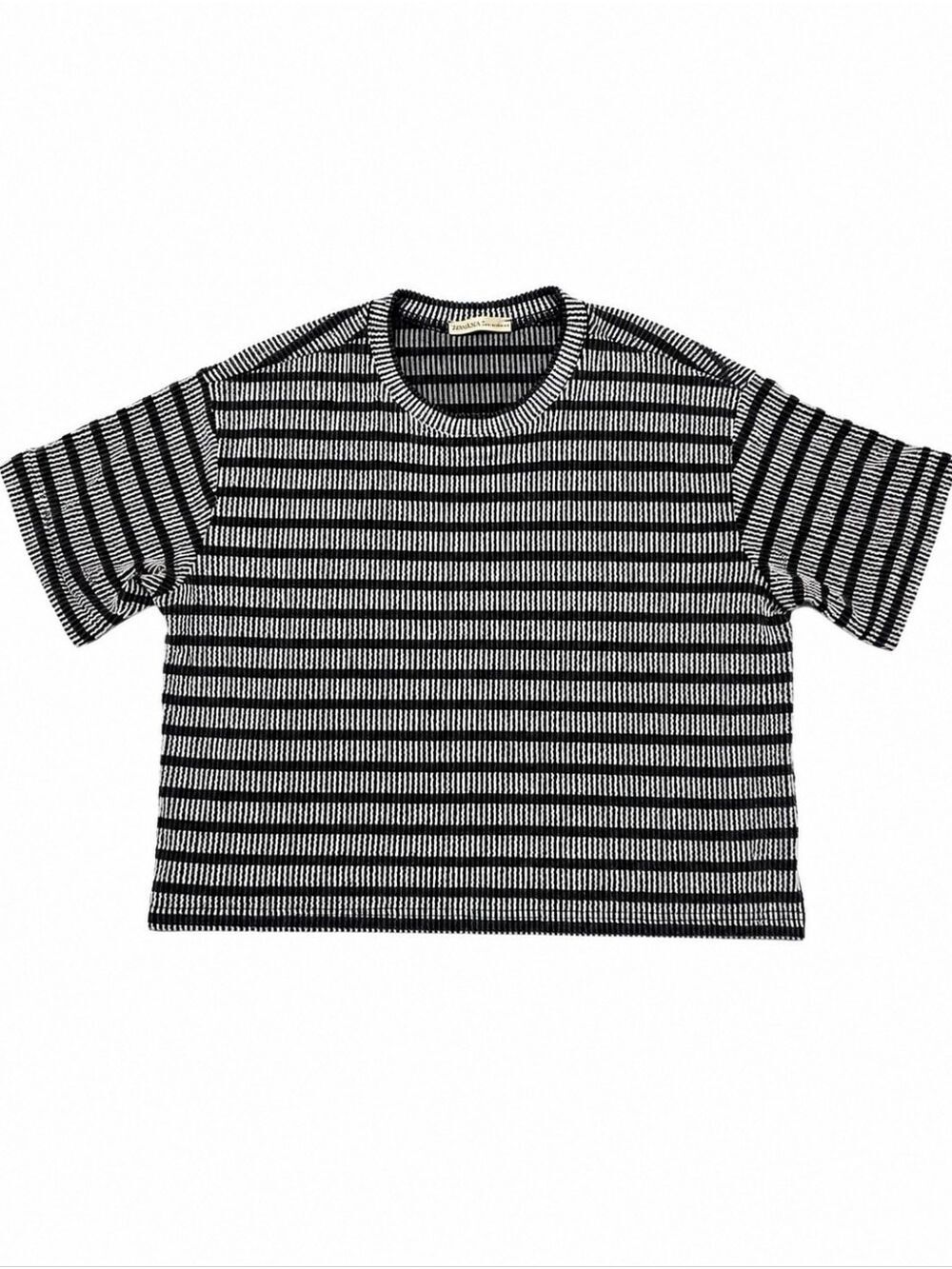 Zenana Black & White Striped Textured Knit Top Size Medium NWOT